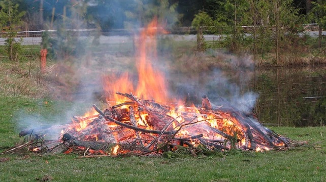 Fire burning in field